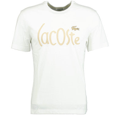 Lacoste Heavy Jersey Cotton Playful Crocodile T-Shirt White & Beige