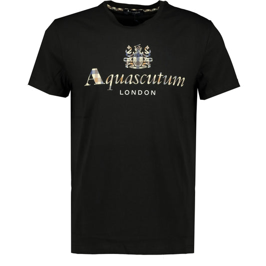 Aquascutum Check Logo T-Shirt Black - LinkFashionco