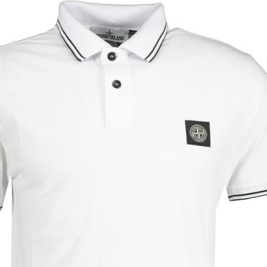 Stone Island Cotton Logo Twin Tip Polo T-Shirt White