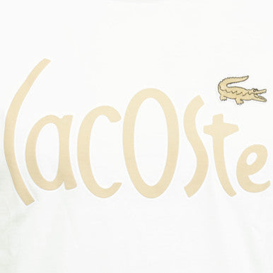 Lacoste Heavy Jersey Cotton Playful Crocodile T-Shirt White & Beige
