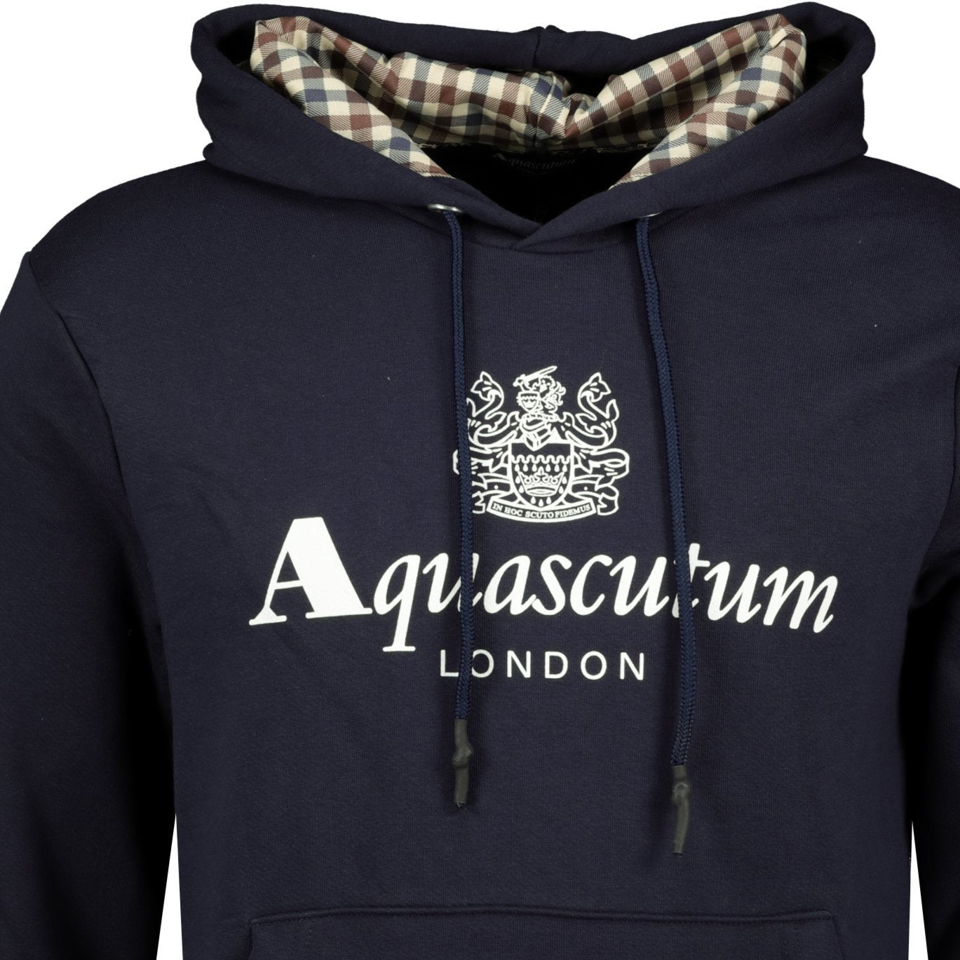 Aquascutum Check Hood Sweatshirt Navy - LinkFashionco