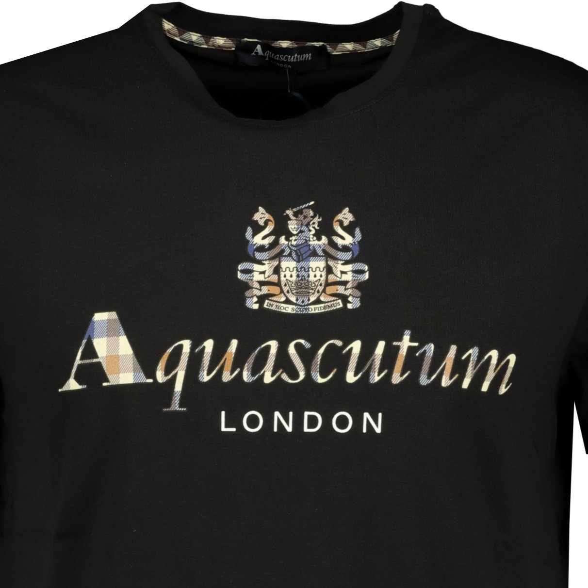 Aquascutum Check Logo T-Shirt Black - LinkFashionco