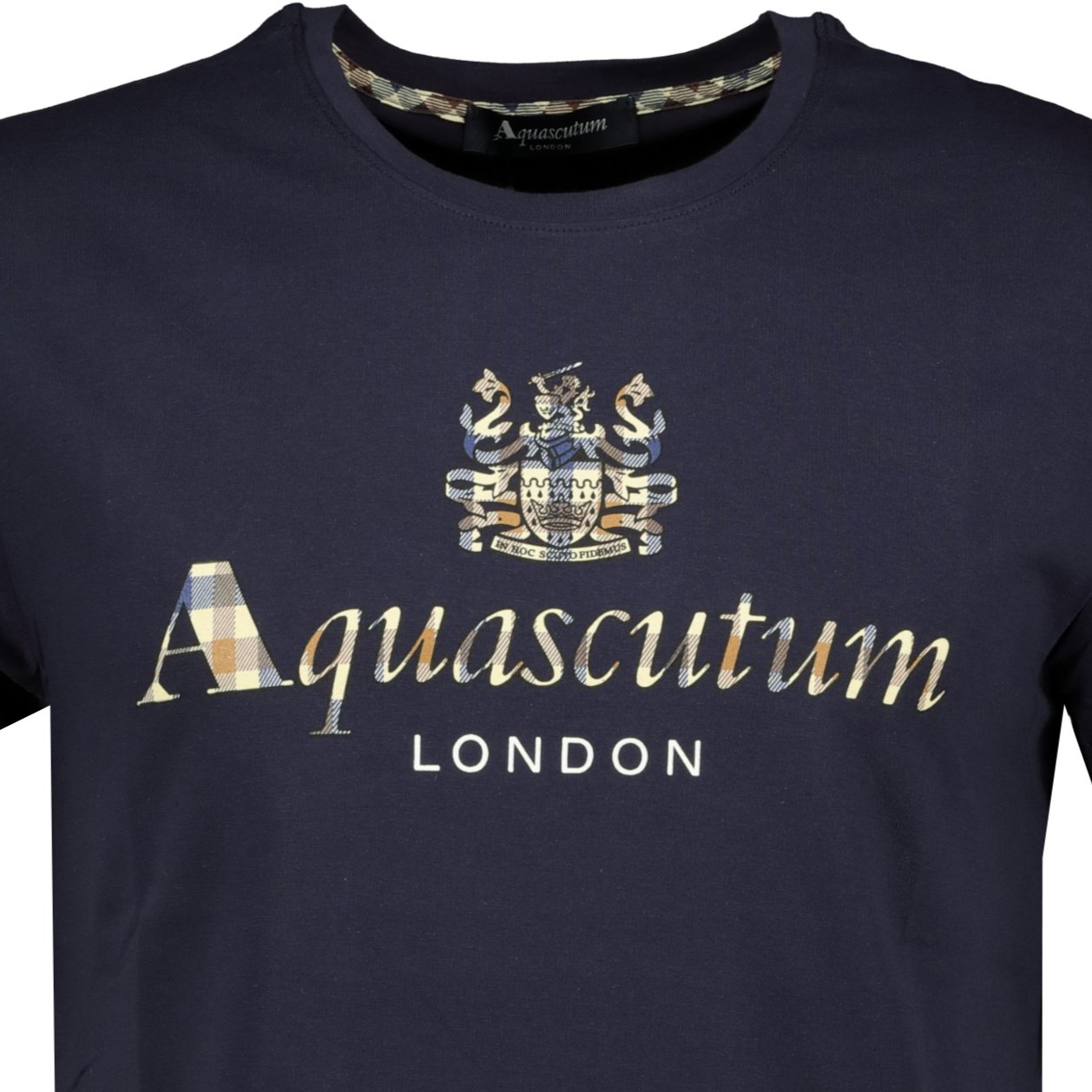 Aquascutum Check Logo T-Shirt Navy - LinkFashionco