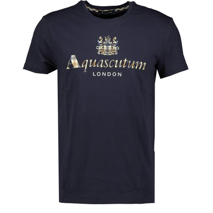 Aquascutum Check Logo T-Shirt Navy - LinkFashionco