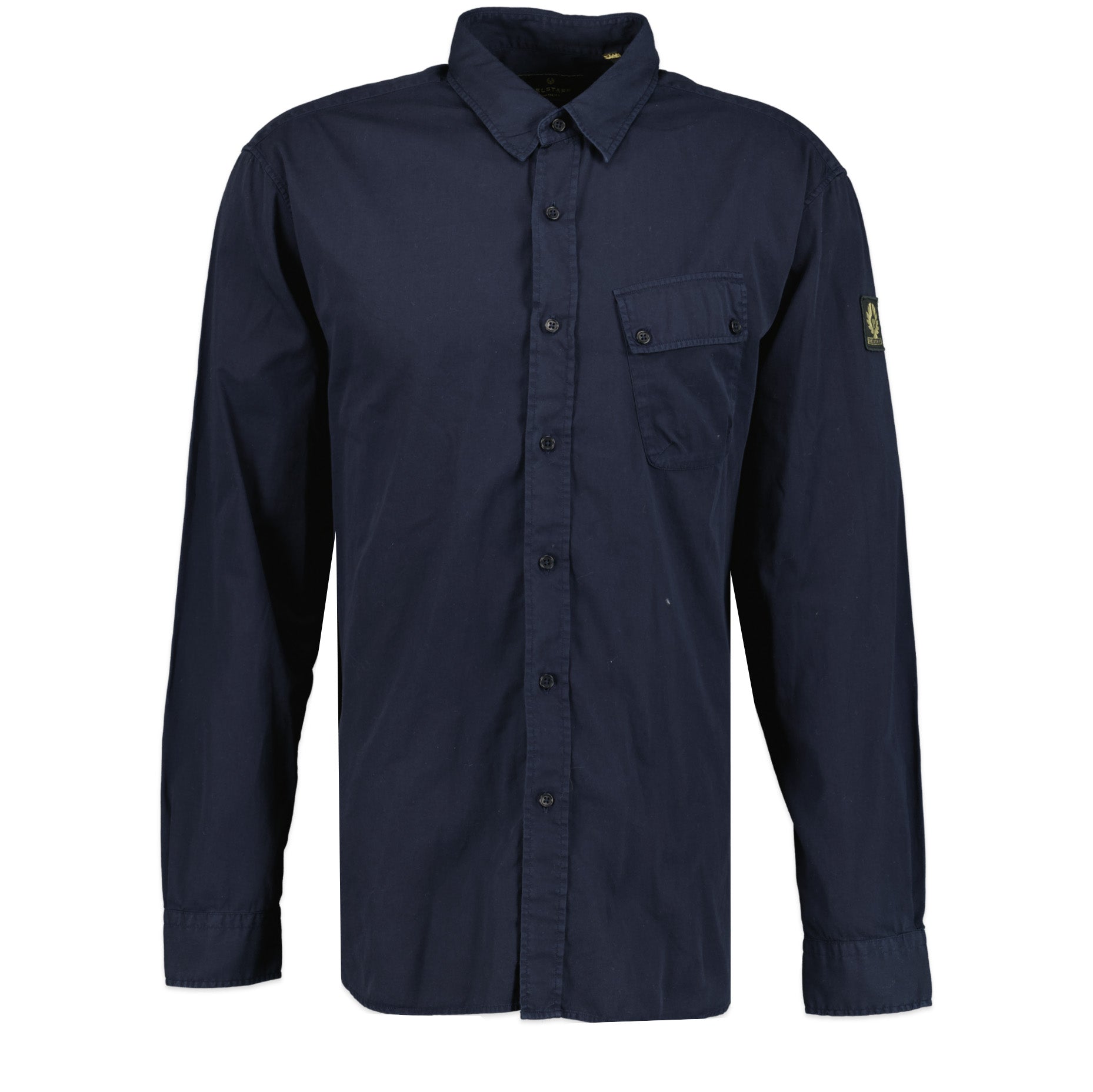 Belstaff Pitch Twill Long Sleeved Shirt Navy - LinkFashionco