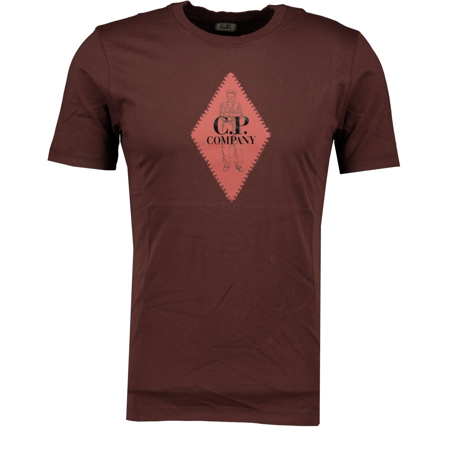 CP Company Diamond Maroon Chest Logo T-Shirt - LinkFashionco