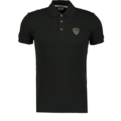 Emporio Armani Black Short Sleeve Pique Polo Tshirt - LinkFashionco