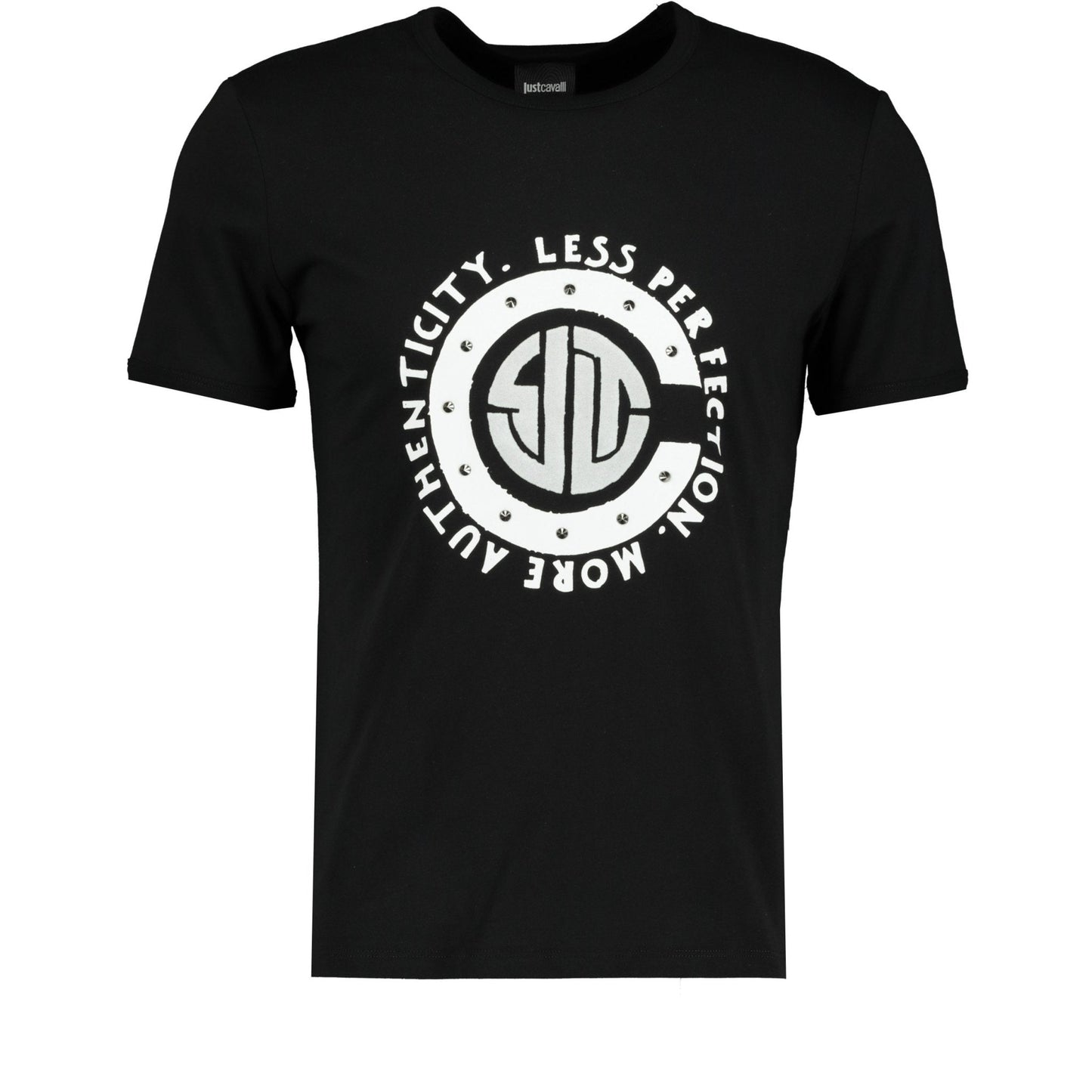 Just Cavalli Black “More Authenticity” T-Shirt - LinkFashionco