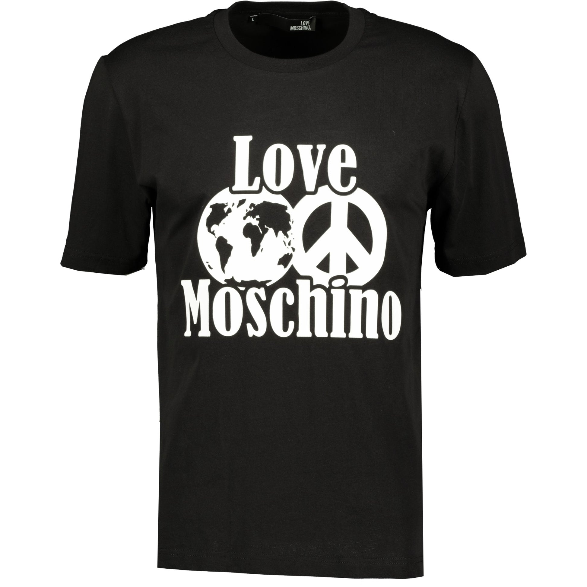 Love Moschino Black & White Globe Logo T-Shirt - LinkFashionco