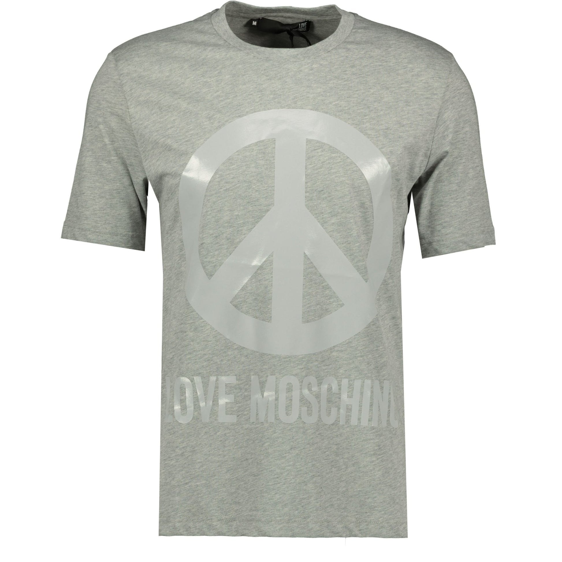 Love Moschino Grey Peace Logo T-Shirt - LinkFashionco