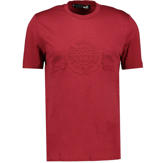 Love Moschino Red Embossed Tshirt - LinkFashionco