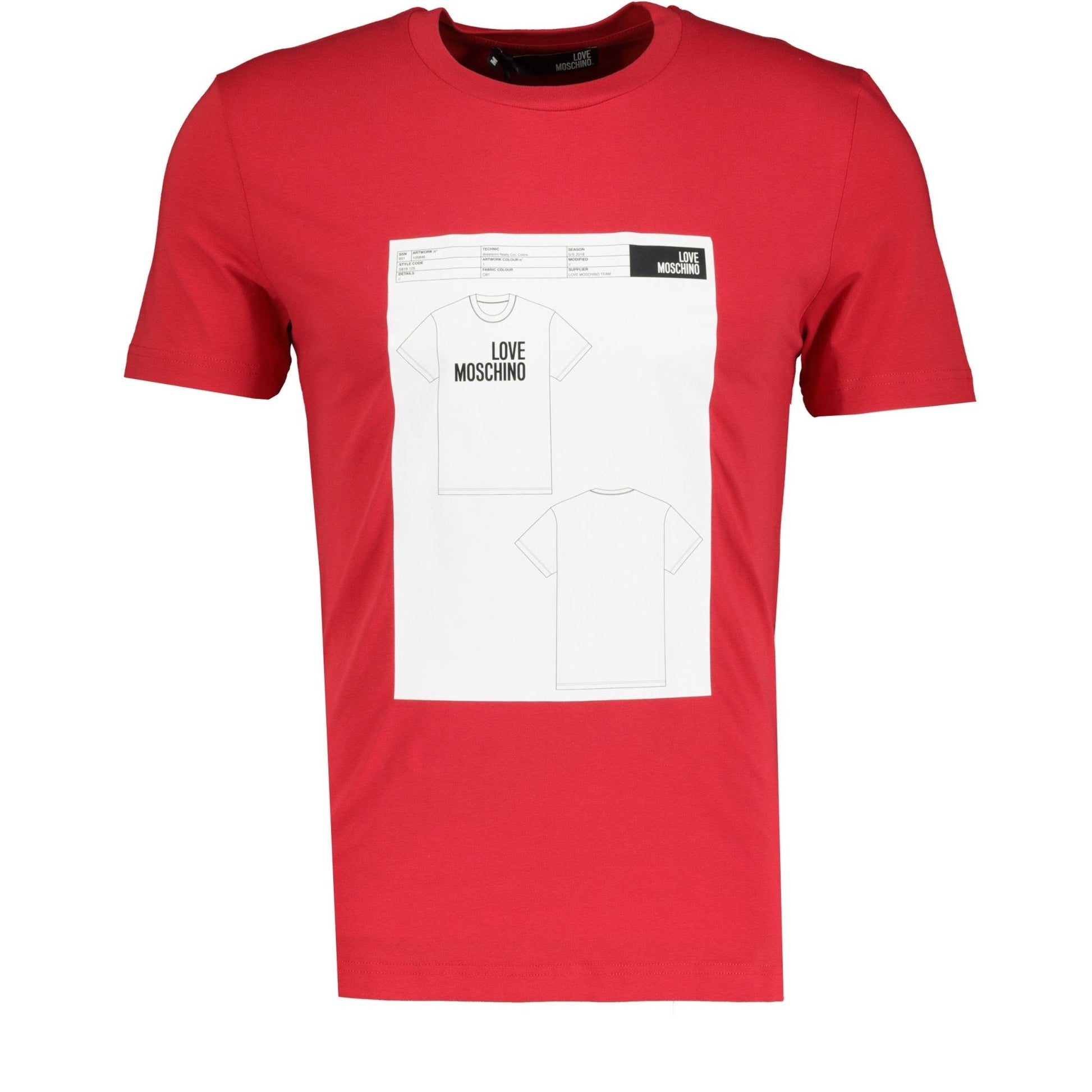 Love Moschino Red & White Chest Logo T-Shirt - LinkFashionco