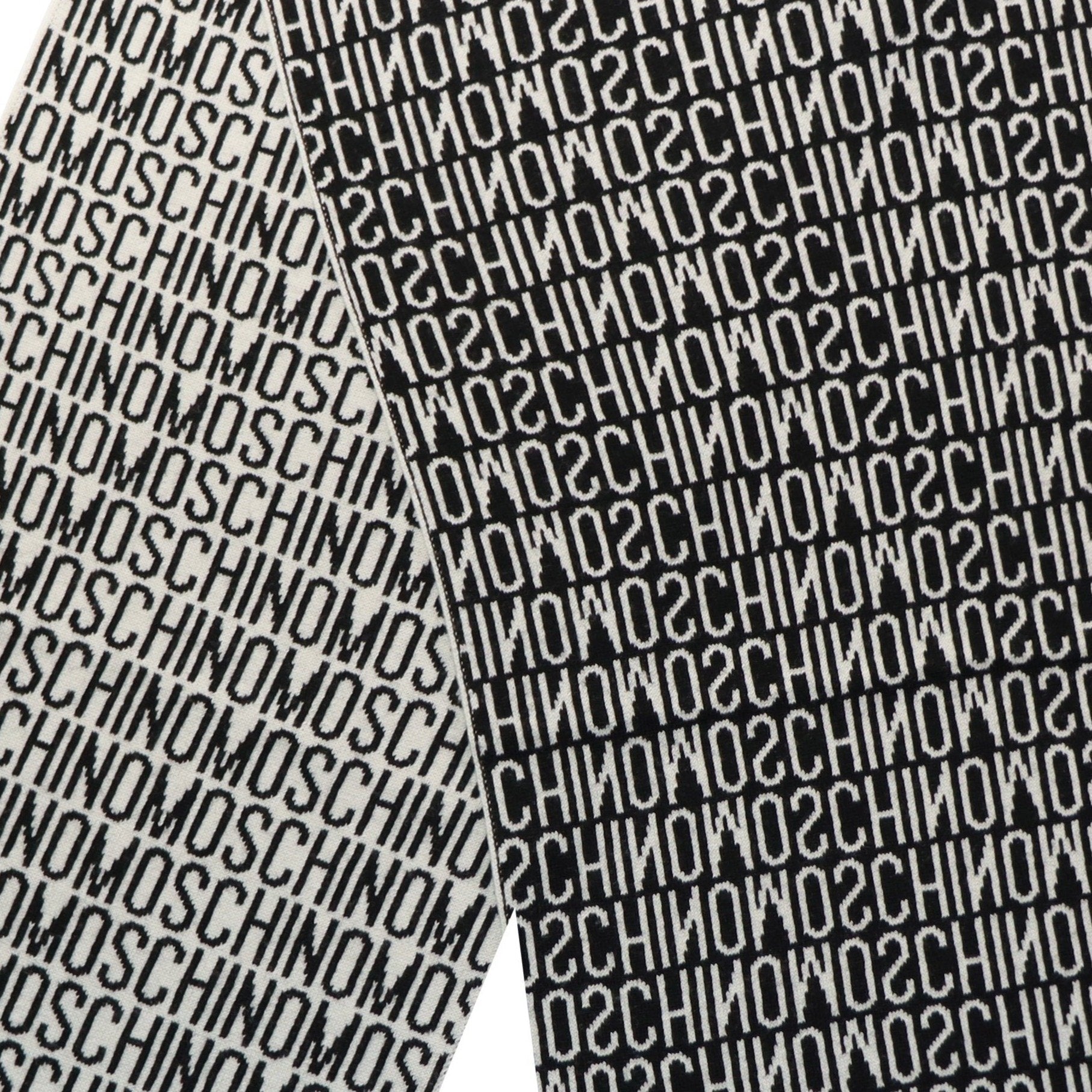 Moschino White/ Black Reversible Wool Scarf - LinkFashionco