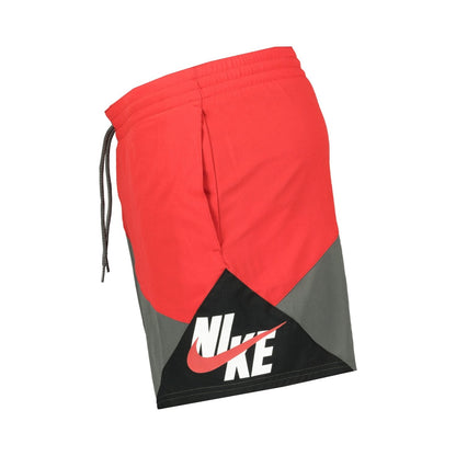 Nike Air Red & Grey Panelled Swim Shorts - LinkFashionco