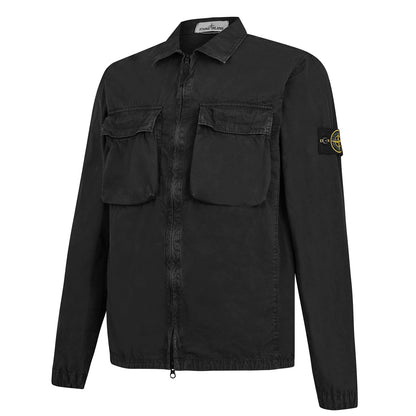 Stone Island Brushed Cotton 2 Pocket Shirt Jacket Black
