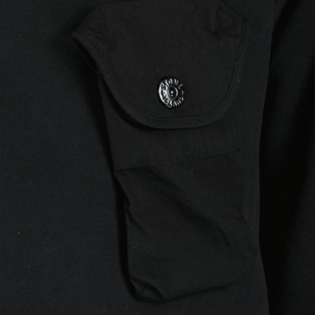 Stone Island Pocket Detail Crew Sweatshirt Black - LinkFashionco