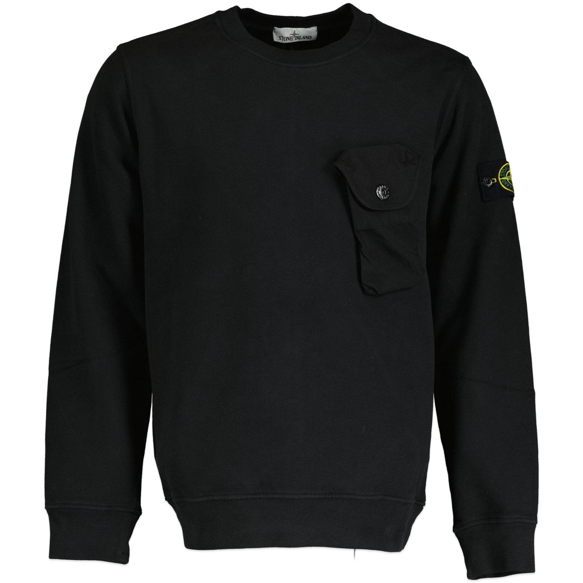 Stone Island Pocket Detail Crew Sweatshirt Black - LinkFashionco